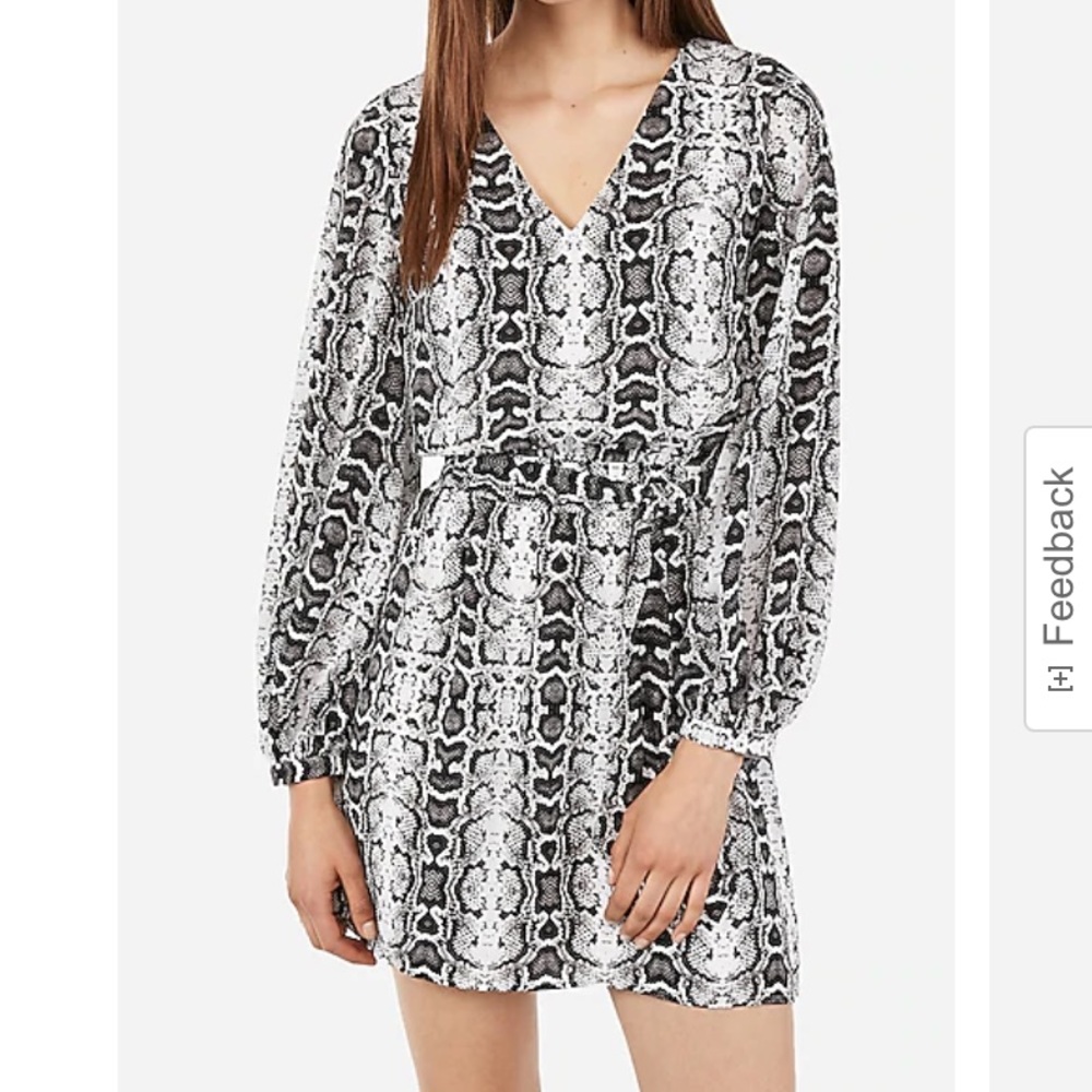 Express Snakeskin Print Balloon Sleeve dress